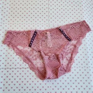 Victoria's Secret DREAM ANGELS Heritage Ribbon Slot Cheekini with Lace L Large